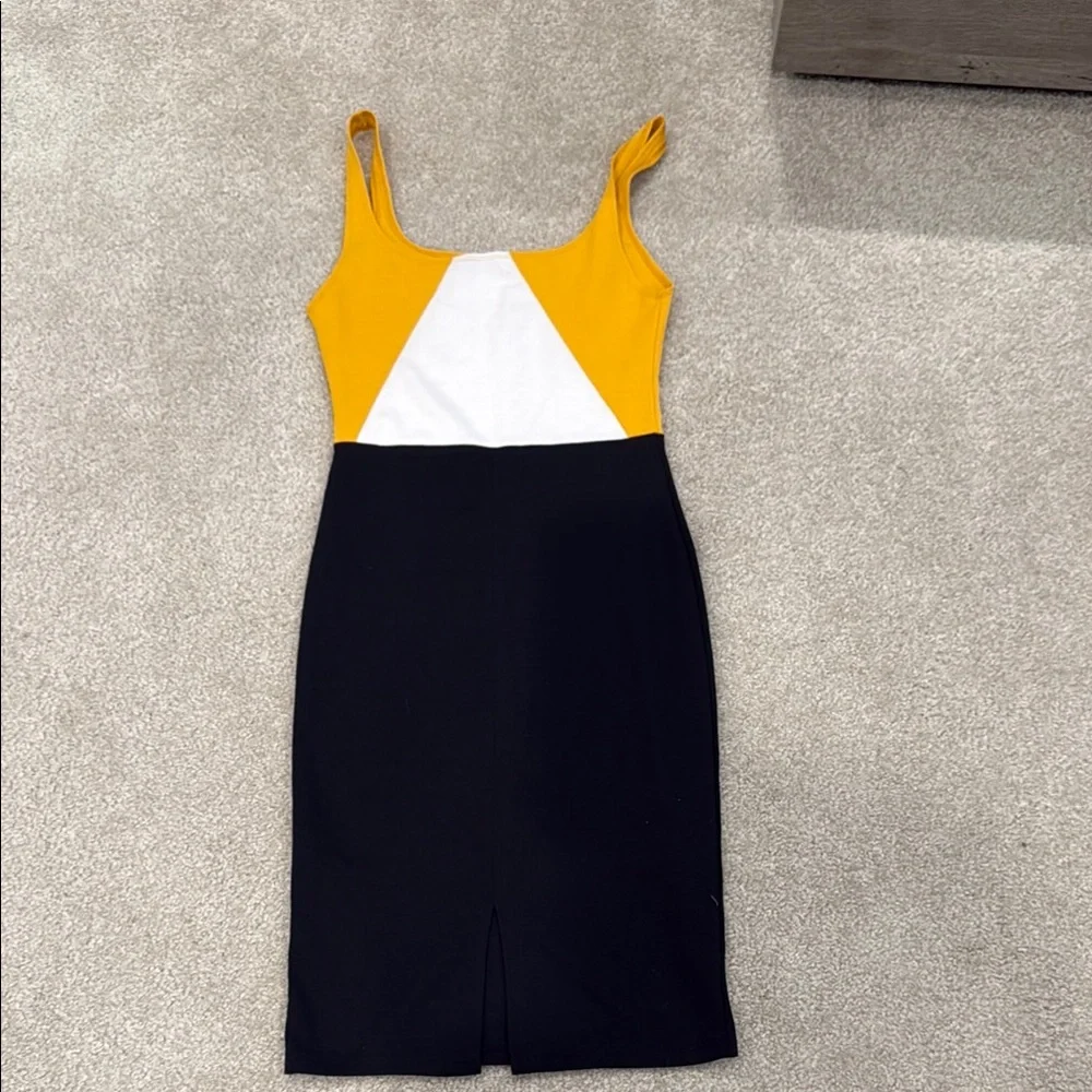Colorblock Sleeveless Dress - Black, White, and Yellow